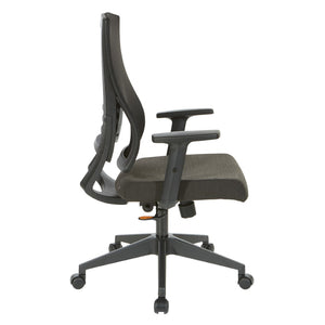 OSP Home Furnishings Vertical Mesh Back Office Chair with Lumbar Support Faux Leather Seat and Synchro Tilt EM60930-F23