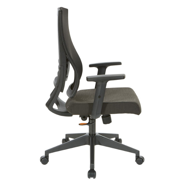 OSP Home Furnishings Vertical Mesh Back Office Chair with Lumbar Support Faux Leather Seat and Synchro Tilt EM60930-F23