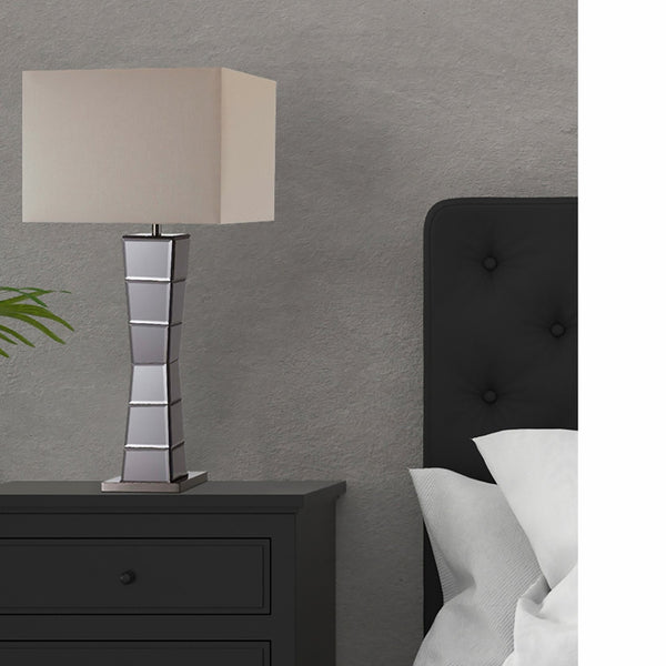 English Elm 29.5-Inch Alistair Crystal Black Mirror Square Tower Table Lamp - Luxe Lighting For Modern Spaces B072116313