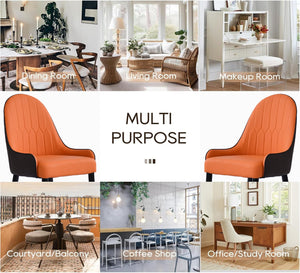 English Elm Modern PU sponge-filled dining chair with faux leather, foam comfort, metal legs and 280lb capacity Orange+Dark Brown W1535119450