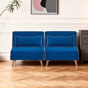 English Elm Canon Foldable Velvet Sectional Sofa Bed - Space-Saving, Quick-Convert To Twin Beds, 3-Position Comfort W3391S00012