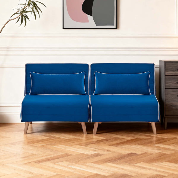 English Elm Canon Foldable Velvet Sectional Sofa Bed - Space-Saving, Quick-Convert To Twin Beds, 3-Position Comfort W3391S00012