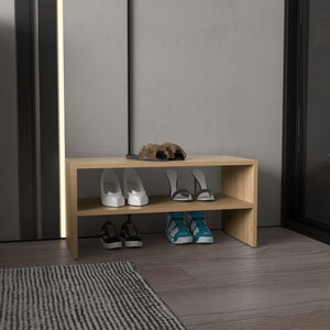 English Elm Modular compact shoe rack with 2 adjustable shelves, modern engineered wood design, durable storage Natural 28.74 L x 15.35 W x 3.15 H B097P395874