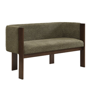English Elm 48.5" Compact Track Arm Loveseat Rubberwood Frame Polyester Upholstery Studio Sofa Green,Walnut N771P384798L