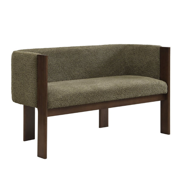 English Elm 48.5" Compact Track Arm Loveseat Rubberwood Frame Polyester Upholstery Studio Sofa Green,Walnut N771P384798L
