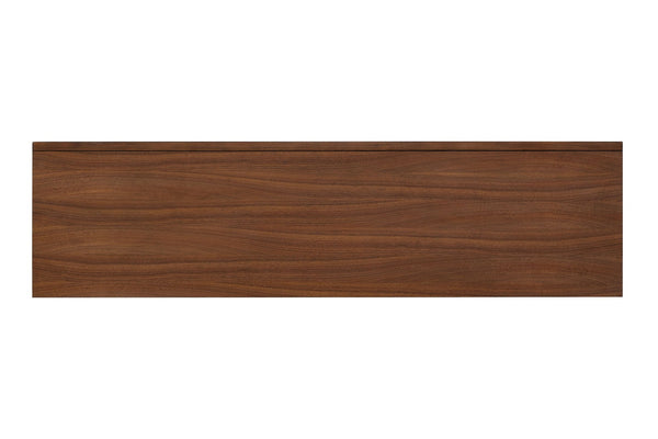 English Elm 1pc Mid-century Walnut Veneer Dining Server with Gold Legs and Bar Pull Hardware B2741P446683