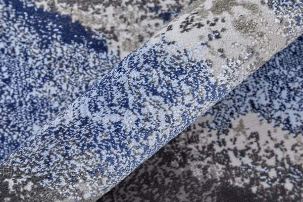 Feizy Rugs Gaspar Abstract Watercolor Rug - Modern Machine-made Polypropylene For Stylish, Durable Living Spaces Blue,Gray,White Polypropylene,Polyester 7873838fgrywhtf05