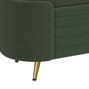 English Elm Modern Boucle Tufted Storage Ottoman Bench with Gold Legs for Bedroom or Entryway Green N719P305628F