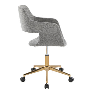 English Elm Margarite Modern Ergonomic Task Chair With Gold Metal Base And Grey Fabric For Stylish Comfort B202P223904