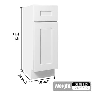English Elm 18" White Shaker Base Cabinet Soft Close Solid Wood Kitchen Bathroom Storage Unit T2950P361478