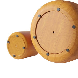 English Elm Round Mgo Drum Coffee Table Set Weatherproof Wood Grain Finish for Patio or Living Room Natural W757S00050