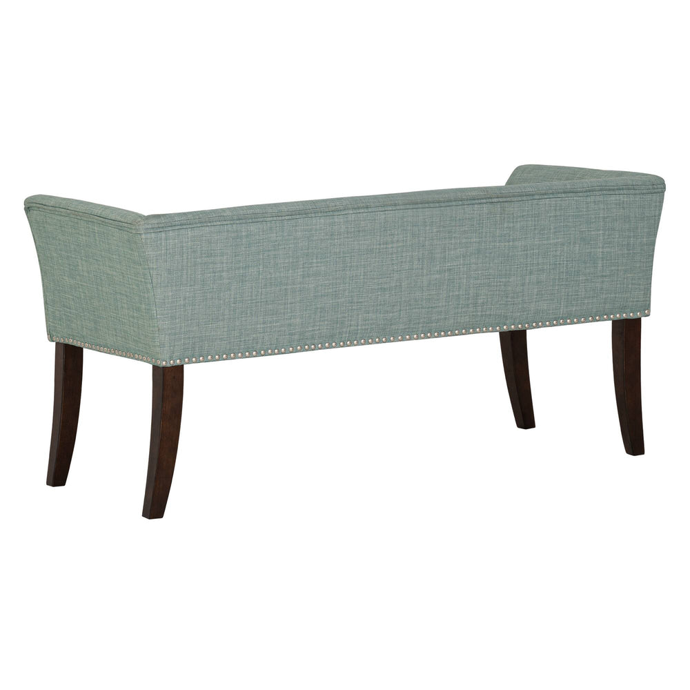 English Elm Welburn Upholstered Bench with Solid Wood Frame and Foam Seat, Stylish Mid-Century Design, Durable Upholstery Teal 50.25 L x 21 W x 12.75 H B035P341161