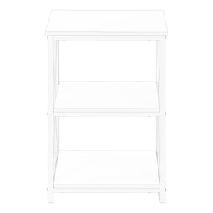 English Elm Accent 3-Tier Side Table with X-Frame Metal Base, Space-Saving End Table with Shelves for Living Room White 27 L x 20 W x 5 H B2710P219354