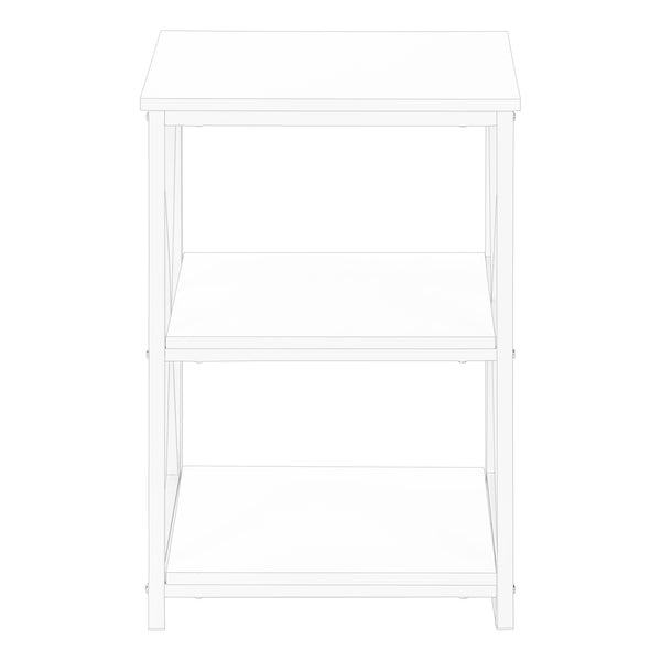English Elm Accent 3-Tier Side Table with X-Frame Metal Base, Space-Saving End Table with Shelves for Living Room White 27 L x 20 W x 5 H B2710P219354