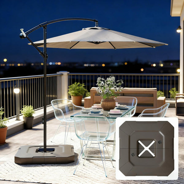 English Elm Cantilever Umbrella Weight Plates Fillable Hdpe Ballast for Outdoor Cross Base Stability Brown T3971P454819