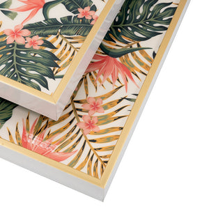 English Elm Set of 2 Botanical Floral Mdf Decorative Trays with Pvc Print for Vanity Display B056P416847