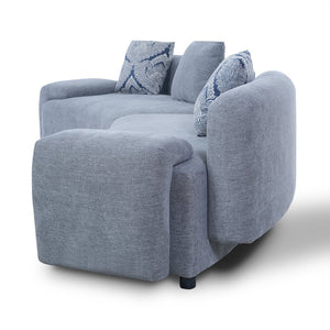 English Elm 122" Curved Sofa Off-white Fabric Four Seat Modern Living Room Couch with Damask Pillows Grey N758T030405E