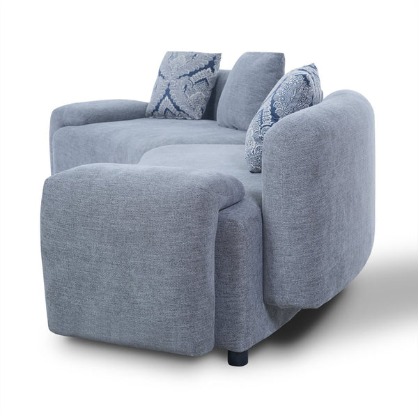 English Elm 122" Curved Sofa Off-white Fabric Four Seat Modern Living Room Couch with Damask Pillows Grey N758T030405E