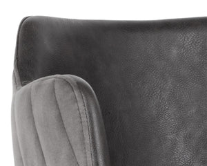 Sunpan GRIFFIN Barstool - Stylish Town Grey Faux Leather & Roman Grey Fabric Back for Modern Spaces 103244