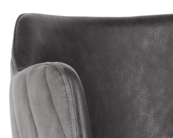 Sunpan GRIFFIN Barstool - Stylish Town Grey Faux Leather & Roman Grey Fabric Back for Modern Spaces 103244
