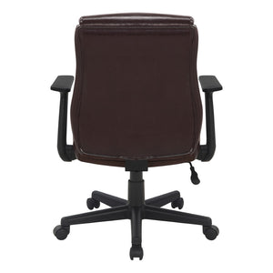 OSP Home Furnishings Mid Back Faux Leather Manager Chair with Lumbar Support and Pneumatic Height Adjust Chocolate FL91201-U2