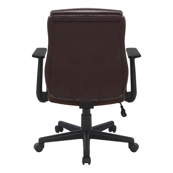 OSP Home Furnishings Mid Back Faux Leather Manager Chair with Lumbar Support and Pneumatic Height Adjust Chocolate FL91201-U2
