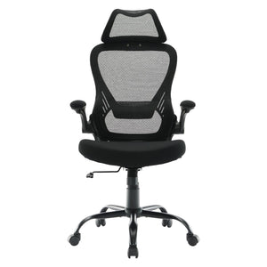 OSP Home Furnishings Black Mesh Back Manager Chair with Lumbar Support Padded Seat and Flip up Armrests EM60946HR-3