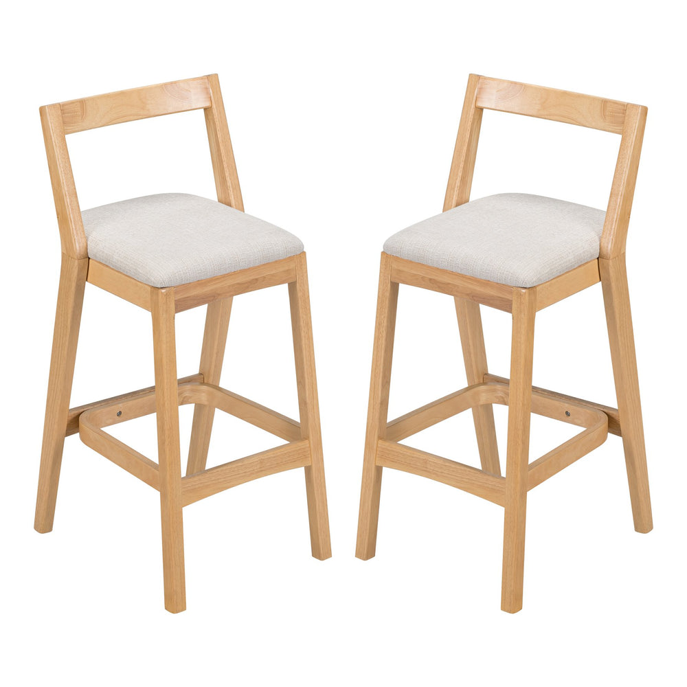 English Elm Christopher Knight Home® - Jasper Ergonomic Rubberwood Barstool Set of 2 with Thick Cushions, Stable Trapezoid Legs, Modern Look Beige+Natural N775P336213N