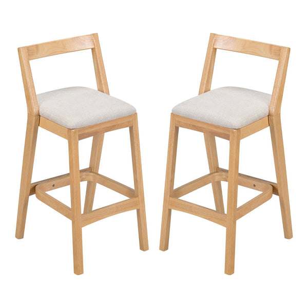 English Elm Christopher Knight Home® - Jasper Ergonomic Rubberwood Barstool Set of 2 with Thick Cushions, Stable Trapezoid Legs, Modern Look Beige+Natural N775P336213N