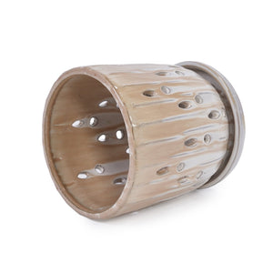 English Elm Set Of 2 Striped Ceramic Flowerpots - Modern 8" Planters With Drainage Holes For Stylish Displays W3273P322552-GIGA