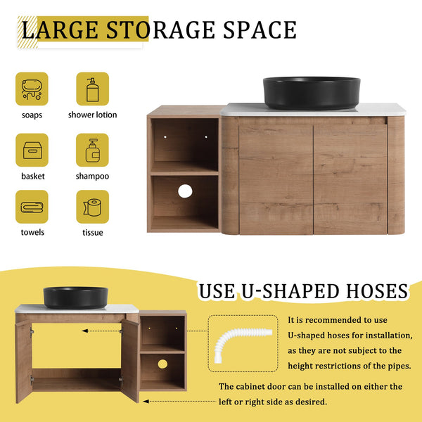 English Elm 42'' Wall-Mounted Bathroom Vanity With Ceramic Sink, Soft-Close Doors & Ample Storage For Modern Homes W999S00413