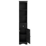 English Elm Tall Bathroom Cabinet, Freestanding Storage Cabinet With Drawer, Mdf Board, Adjustable Shelf, Black