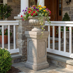 English Elm 19.25'' Mgo Square Column Pedestal Plant Stand for Indoor Outdoor Garden Spaces N772P334166G