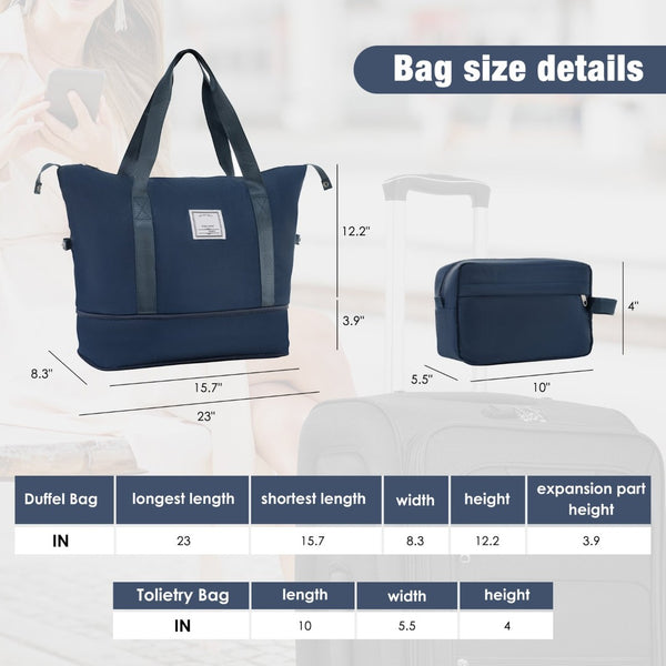 English Elm Softside Expandable Spinner Luggage Set with Tsa Lock Duffel Polyester Travel Dark Blue N732P201004M
