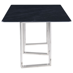 English Elm Forster Sintered Stone Rectangular Dining Table with Sculptural Steel Base Seats Eight B062S01482