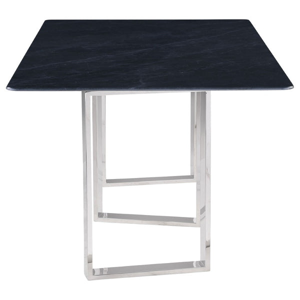 English Elm Forster Sintered Stone Rectangular Dining Table with Sculptural Steel Base Seats Eight B062S01482