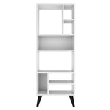 Manhattan Comfort Warren Mid-Century Modern Bookcase White with Black Feet 178AMC205