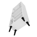 Manhattan Comfort Warren Mid-Century Modern Bookcase White with Black Feet 178AMC205