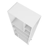 Manhattan Comfort Warren Mid-Century Modern Bookcase White with Black Feet 178AMC205