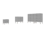 Manhattan Comfort Rockefeller Mid-Century Modern 3- Piece Bedroom Dresser Set White 178GMC1