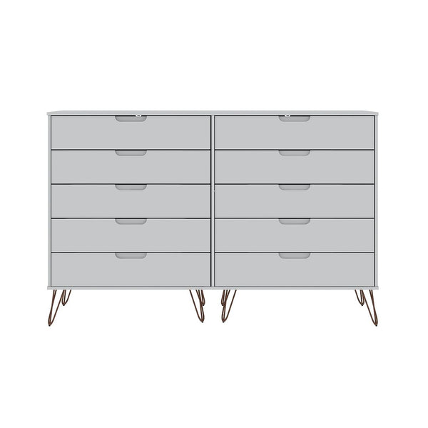 Manhattan Comfort Rockefeller Mid-Century Modern 3- Piece Bedroom Dresser Set White 178GMC1