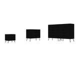 Manhattan Comfort Rockefeller Mid-Century Modern 3- Piece Bedroom Dresser Set Black 178GMC2