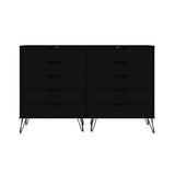 Manhattan Comfort Rockefeller Mid-Century Modern 3- Piece Bedroom Dresser Set Black 178GMC2