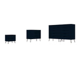 Manhattan Comfort Rockefeller Mid-Century Modern 3- Piece Bedroom Dresser Set Tatiana Midnight Blue 178GMC4