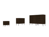 Manhattan Comfort Rockefeller Mid-Century Modern 3- Piece Bedroom Dresser Set Brown 178GMC5