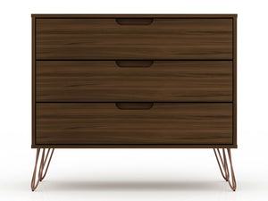 Manhattan Comfort Rockefeller Mid-Century Modern 3- Piece Bedroom Dresser Set Brown 178GMC5