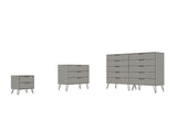 Manhattan Comfort Rockefeller Mid-Century Modern 3- Piece Bedroom Dresser Set Off White 178GMC8