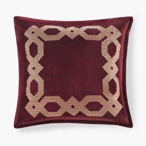 JLA Home Croscill Classics - European Velvet Geometric Sham with Metallic Embroidery — 26x26in Luxe Texture, Shimmer & Durability CCL11-0025