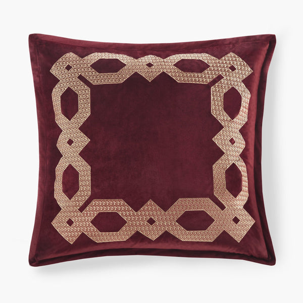 JLA Home Croscill Classics - European Velvet Geometric Sham with Metallic Embroidery — 26x26in Luxe Texture, Shimmer & Durability CCL11-0025