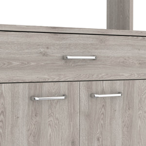 English Elm Pantry 67" Gray Pantry Cabinet with Microwave Top, 4 Doors, Drawer, Shelves, Durable MDP Design B097133016